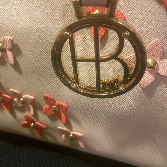 Henri Bendel Cream and Pink Floral Satchel - Picture 5 of 8